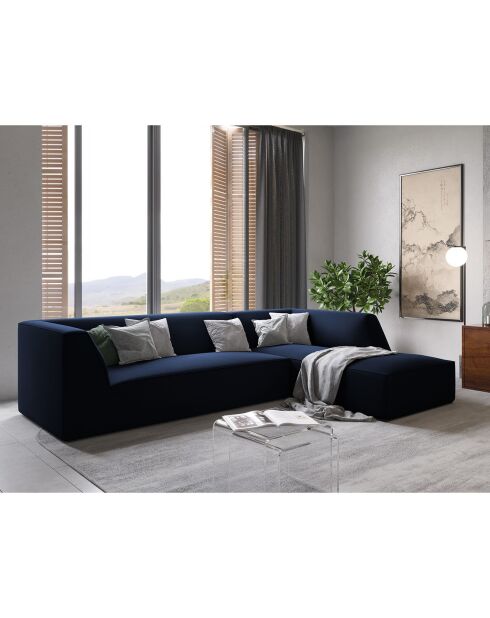 Canapé d'angle droit 4 places velours Sao  bleu roi - 273x180x69 cm