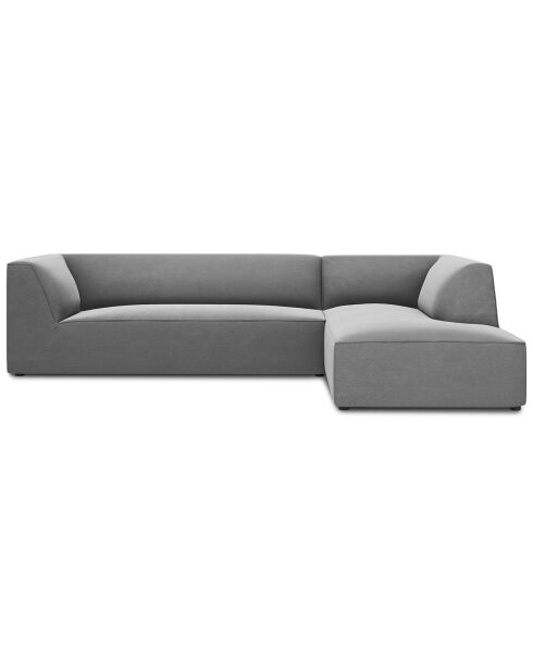 Canapé d'angle droit 4 places velours Sao  gris clair - 273x180x69 cm
