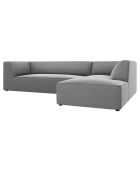 Canapé d'angle droit 4 places velours Sao  gris clair - 273x180x69 cm