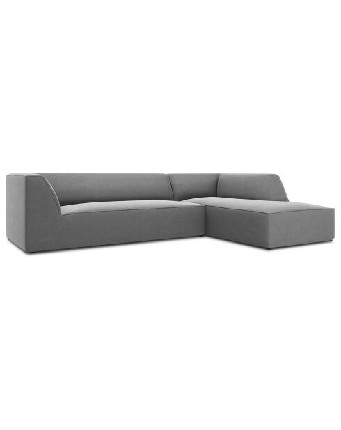 Canapé d'angle droit 4 places velours Sao  gris clair - 273x180x69 cm