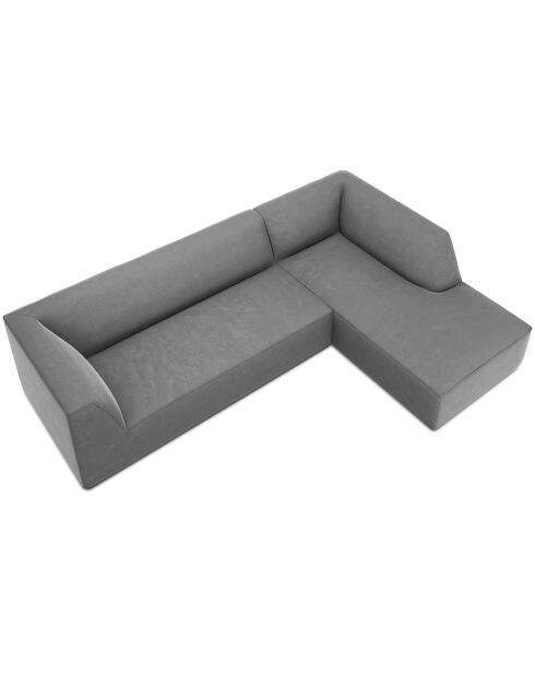 Canapé d'angle droit 4 places velours Sao  gris clair - 273x180x69 cm