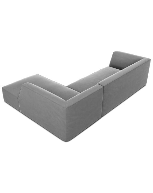 Canapé d'angle droit 4 places velours Sao  gris clair - 273x180x69 cm
