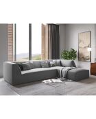 Canapé d'angle droit 4 places velours Sao  gris clair - 273x180x69 cm