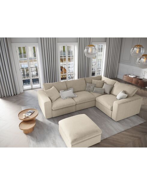 Canapé d'angle droit 6 places Modulaire Galaxy beige - 320x226x90 cm