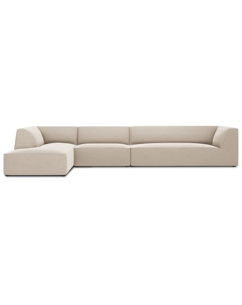 Canapé d'angle gauche 5 places velours Sao beige - 366x180x69 cm