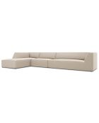 Canapé d'angle gauche 5 places velours Sao beige - 366x180x69 cm