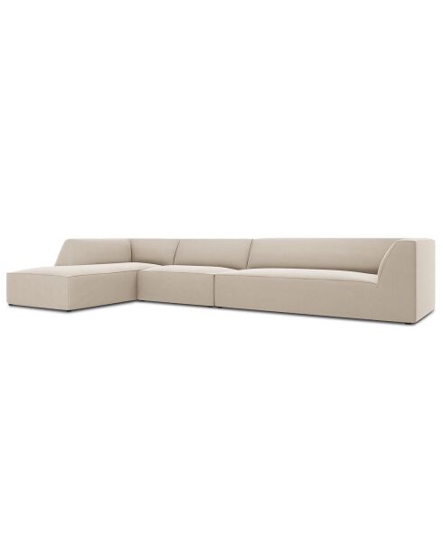 Canapé d'angle gauche 5 places velours Sao beige - 366x180x69 cm