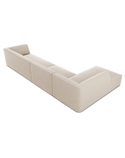 Canapé d'angle gauche 5 places velours Sao beige - 366x180x69 cm