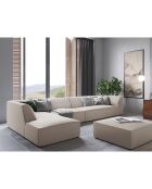 Canapé d'angle gauche 5 places velours Sao beige - 366x180x69 cm