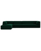 Canapé d'angle gauche 5 places velours Sao vert bouteille - 366x180x69 cm