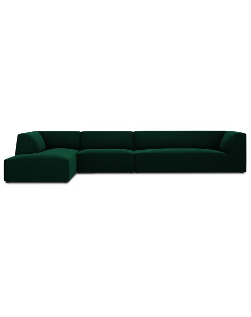 Canapé d'angle gauche 5 places velours Sao vert bouteille - 366x180x69 cm