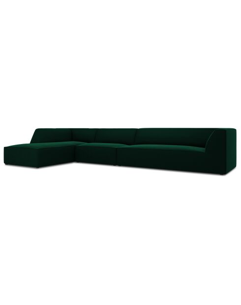 Canapé d'angle gauche 5 places velours Sao vert bouteille - 366x180x69 cm