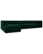 Canapé d'angle gauche 5 places velours Sao vert bouteille - 366x180x69 cm