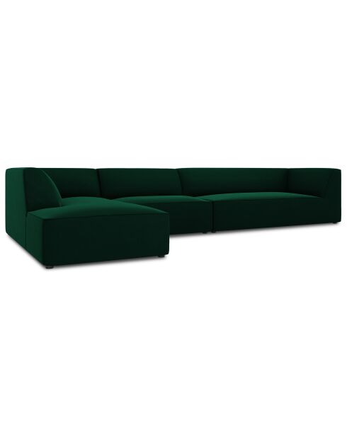 Canapé d'angle gauche 5 places velours Sao vert bouteille - 366x180x69 cm