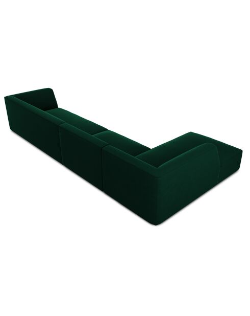 Canapé d'angle gauche 5 places velours Sao vert bouteille - 366x180x69 cm