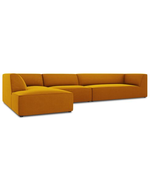 Canapé d'angle gauche 5 places velours Sao jaune - 366x180x69 cm