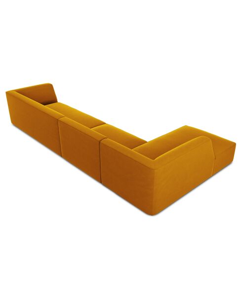 Canapé d'angle gauche 5 places velours Sao jaune - 366x180x69 cm