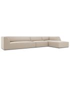 Canapé d'angle droit 5 places velours Sao beige - 366x180x69 cm