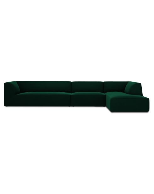 Canapé d'angle droit 5 places velours Sao vert bouteille - 366x180x69 cm