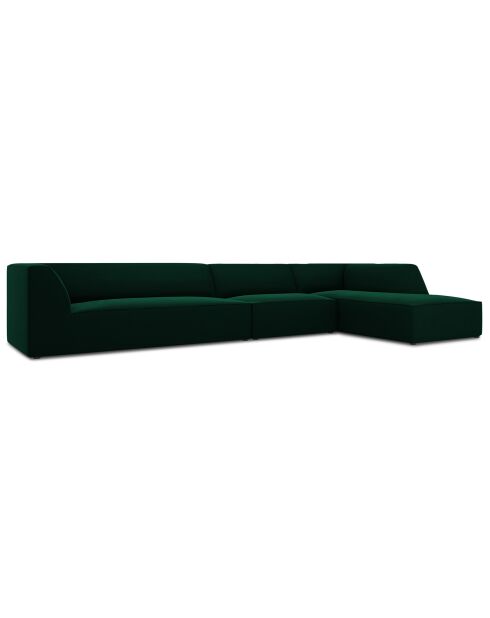 Canapé d'angle droit 5 places velours Sao vert bouteille - 366x180x69 cm