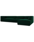 Canapé d'angle droit 5 places velours Sao vert bouteille - 366x180x69 cm