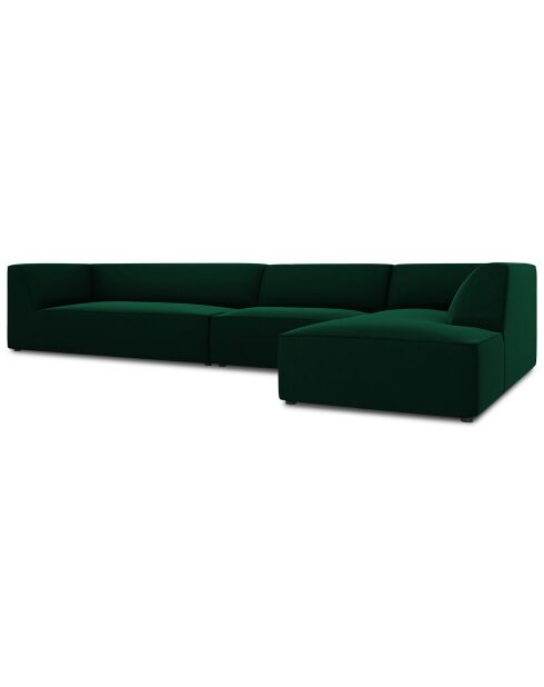 Canapé d'angle droit 5 places velours Sao vert bouteille - 366x180x69 cm