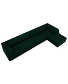 Canapé d'angle droit 5 places velours Sao vert bouteille - 366x180x69 cm