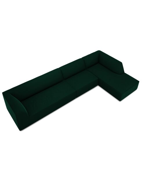 Canapé d'angle droit 5 places velours Sao vert bouteille - 366x180x69 cm