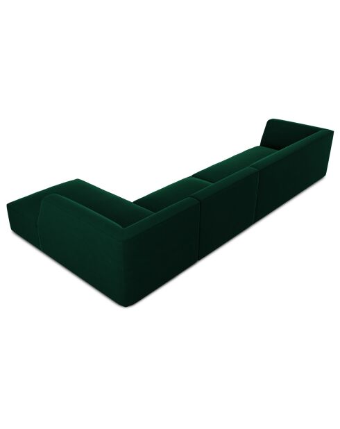 Canapé d'angle droit 5 places velours Sao vert bouteille - 366x180x69 cm