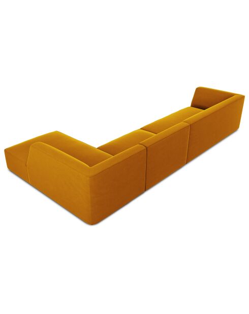 Canapé d'angle droit 5 places velours Sao jaune - 366x180x69 cm