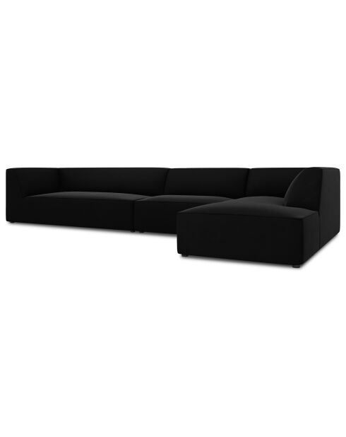 Canapé d'angle droit 5 places velours Sao noir - 366x180x69 cm