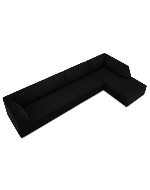 Canapé d'angle droit 5 places velours Sao noir - 366x180x69 cm