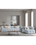 Canapé velours 4 places Vesta bleu clair - 280x102x68 cm