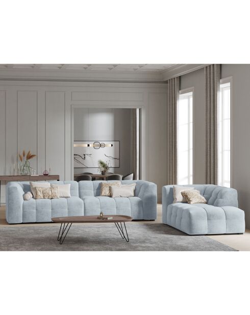 Canapé velours 4 places Vesta bleu clair - 280x102x68 cm