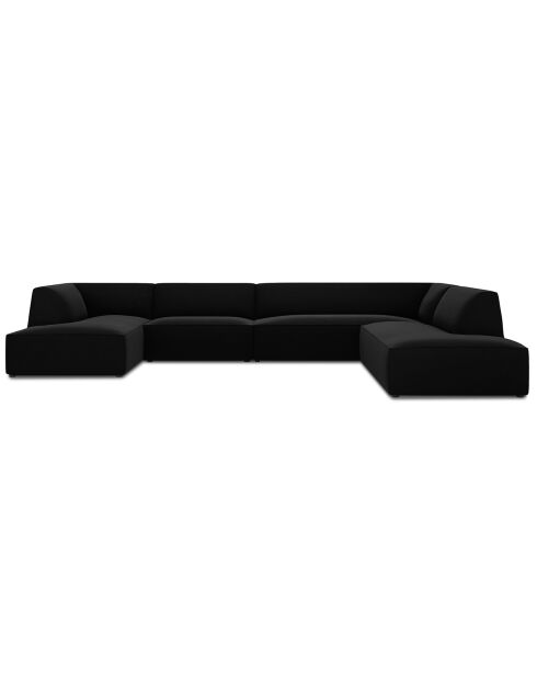 Rechtes Panorama-Ecksofa Samt Sao 7 Sitzer schwarz - 366x273x69 cm