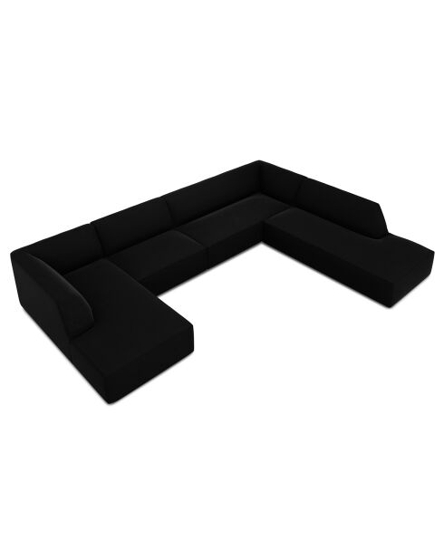 Rechtes Panorama-Ecksofa Samt Sao 7 Sitzer schwarz - 366x273x69 cm