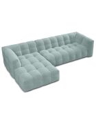 Canapé d'angle gauche 5 places velours Vesta menthe - 320x170x68 cm