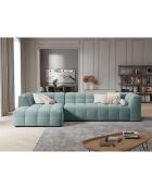 Canapé d'angle gauche 5 places velours Vesta menthe - 320x170x68 cm