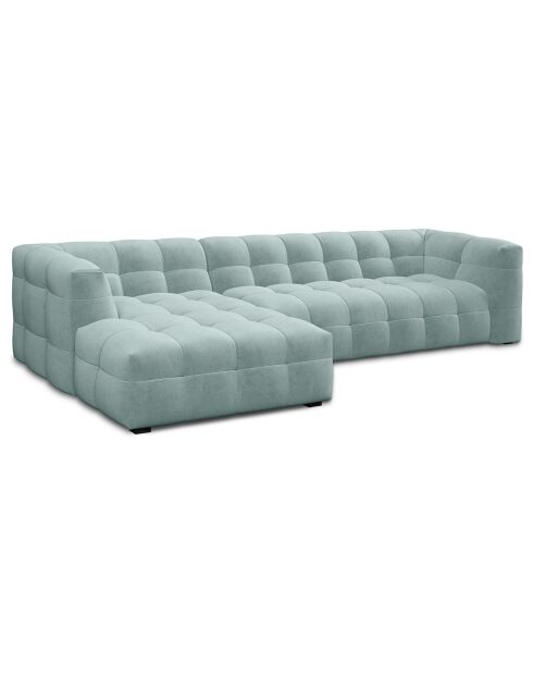 Canapé d'angle gauche 5 places velours Vesta menthe - 320x170x68 cm