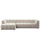 Canapé d'angle gauche 5 places velours Vesta beige - 320x170x68 cm