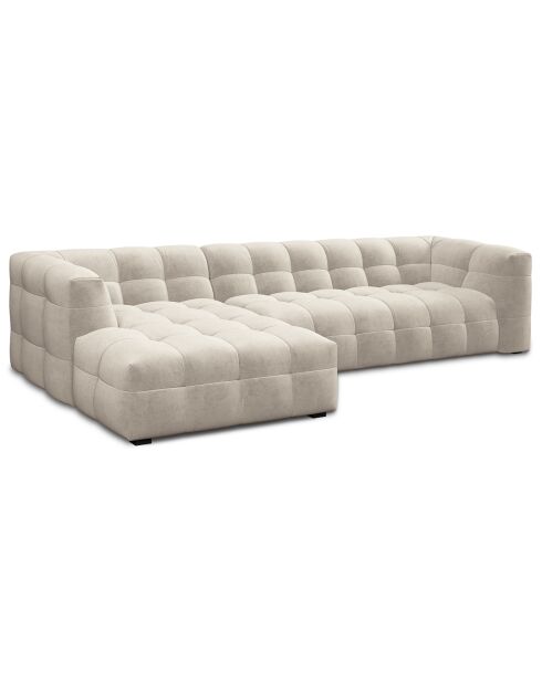 Canapé d'angle gauche 5 places velours Vesta beige - 320x170x68 cm