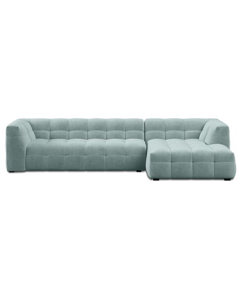 Canapé d'angle droit 5 places velours Vesta menthe - 320x170x68 cm