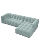 Canapé d'angle droit 5 places velours Vesta menthe - 320x170x68 cm