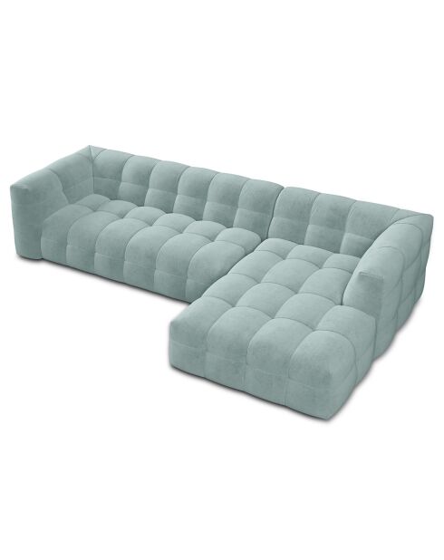 Canapé d'angle droit 5 places velours Vesta menthe - 320x170x68 cm
