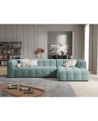 Canapé d'angle droit 5 places velours Vesta menthe - 320x170x68 cm