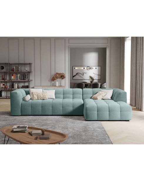 Canapé d'angle droit 5 places velours Vesta menthe - 320x170x68 cm