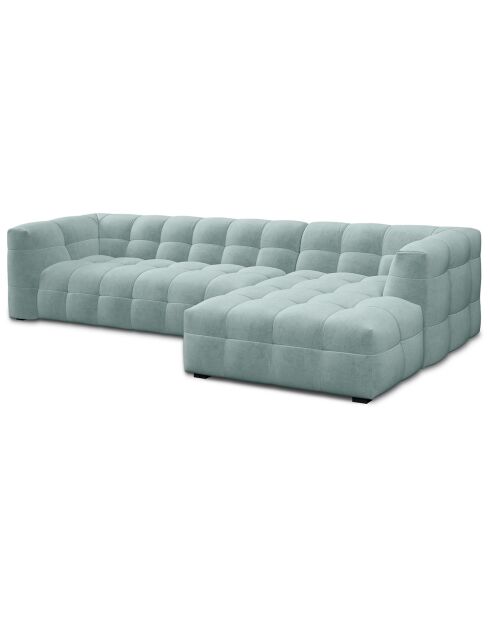 Canapé d'angle droit 5 places velours Vesta menthe - 320x170x68 cm