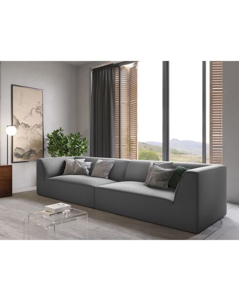 Canapé velours 4 Places Sao gris clair - 302x93x69 cm
