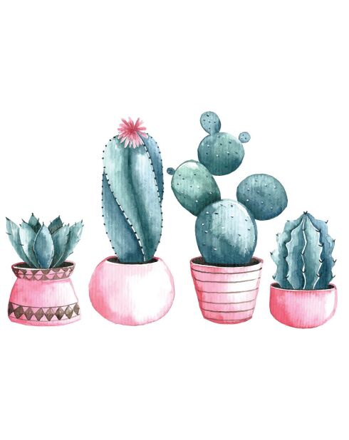 Sticker 4 cactus roses multicolore - 60x40 cm