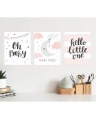 3 Peintures murales pour enfants multicolores - 30x60 cm